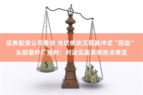 证券配资公司查找 光伏板块又现脉冲式“回血” 头部组件厂预判：利润见底表明拐点将至