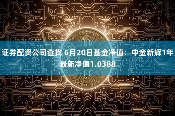 证券配资公司查找 6月20日基金净值：中金新辉1年最新净值1.0388