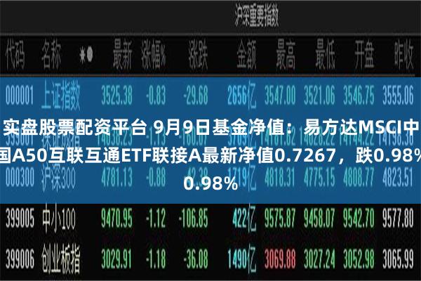 实盘股票配资平台 9月9日基金净值：易方达MSCI中国A50互联互通ETF联接A最新净值0.7267，跌0.98%